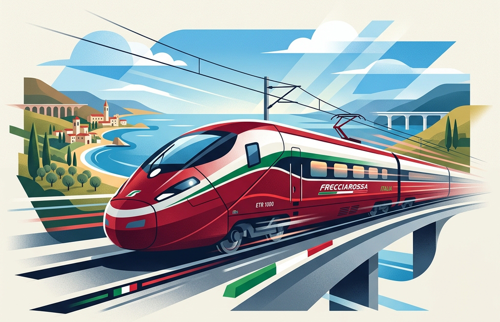 Cesta vlakem Itálií podle AI
